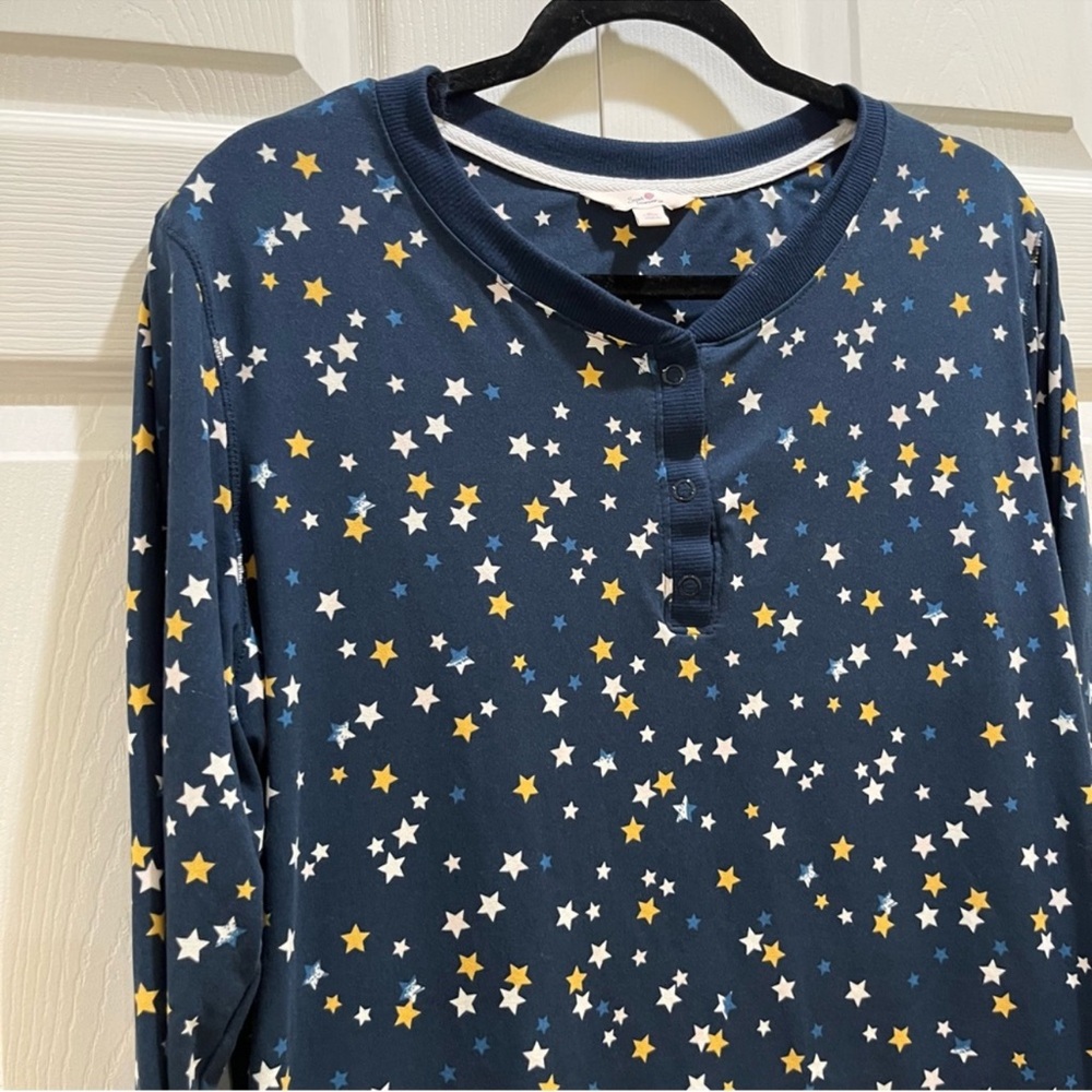 Secret Treasures 1/4 Button Henley & Jogger Stars PJ Set Like New Sz 16/18 XL/1x - Picture 2 of 7